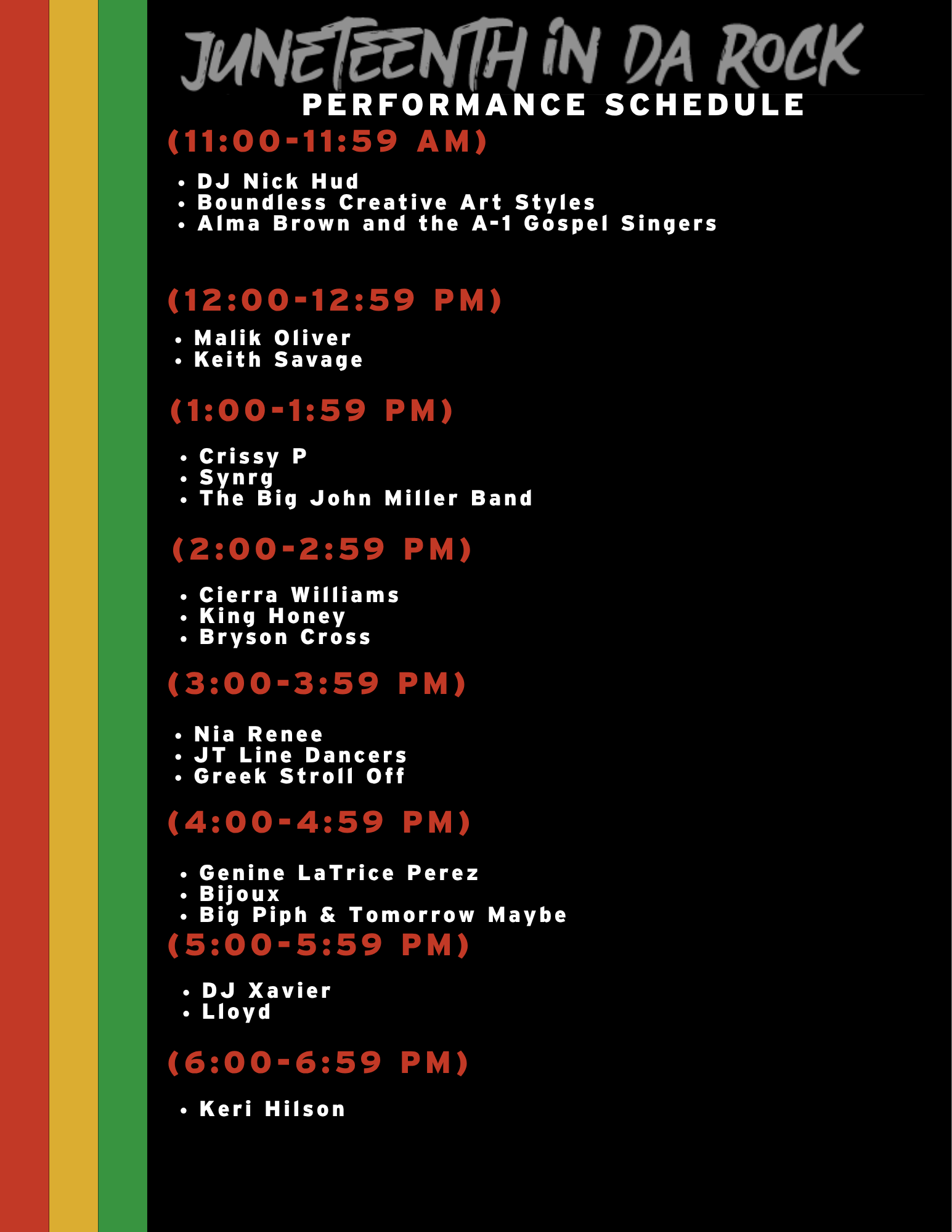 Stage Lineup for Junteenth in Da Rock 2026