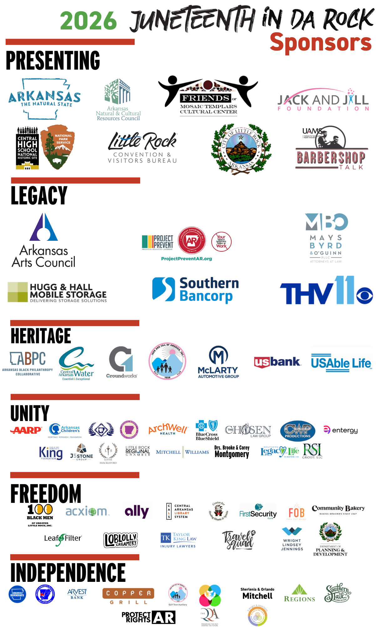 Sponsor Logos of the 2025 Junteenth Sponsors
